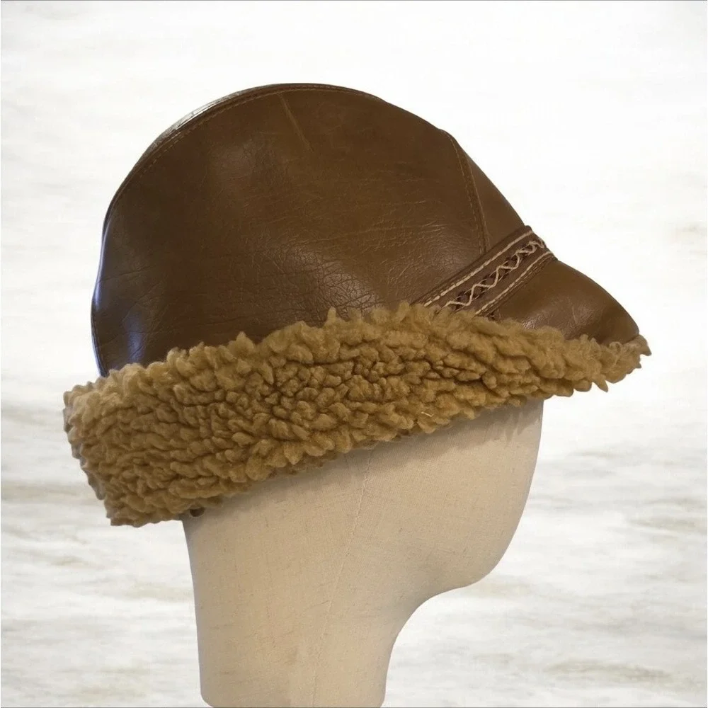 Vintage Fedora Dorfman Pacifica Co Leather Fur Made in USA Sz XL Hat - Picture 8 of 14